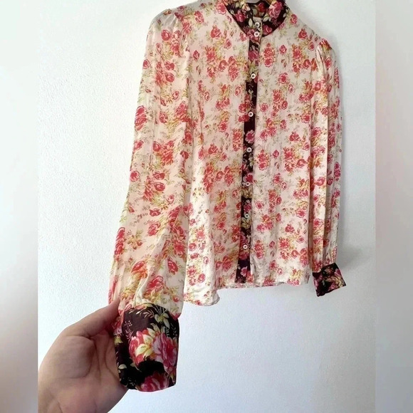 Hemant & Nandita‎ Fatima Floral Button-Down Top Size XS - Picture 8 of 12